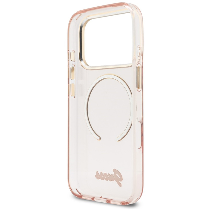 Etui Guess IML Script Metal MagSafe do   iPhone 17 Pro różowy
