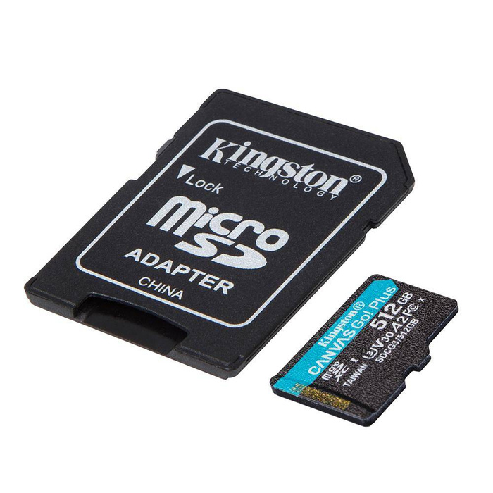 Kingston memory Card 512GB microSDXC Canvas Go! Plus fps 10 UHS-I 170 MB/s + adapter
