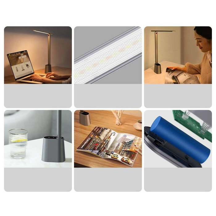 Lampe de bureau LED sans fil Baseus Smart Eye avec batterie 2200 mAh gris (DGZG-0G)