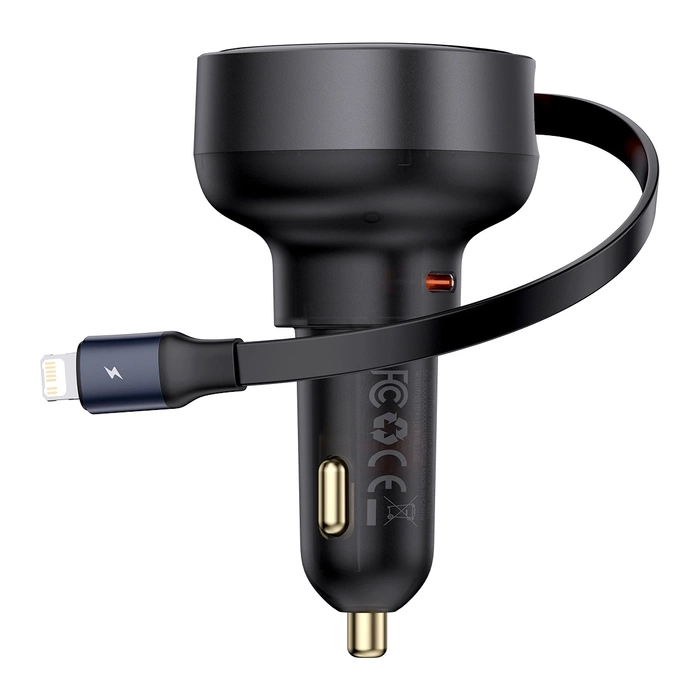 Baseus Enjoyment Pro USB-C (female) / Lightning (male) 60W car charger - black