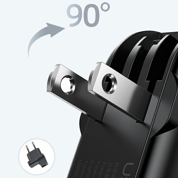 USAMS Powerbank PB63 3in1 10000mAh 20W Quick Charge US+EU Plug + Cables USB-C/Lightning/MicroUSB black/black 10KCD17201 (US-CD172)