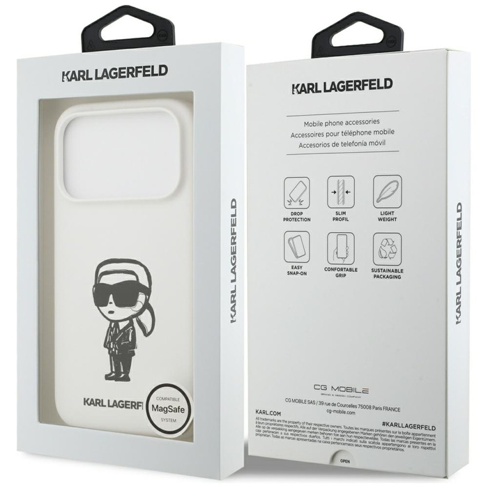 Etui Karl Lagerfeld Silicone Karl Sketch & Logo MagSafe do iPhone 17 Pro biały