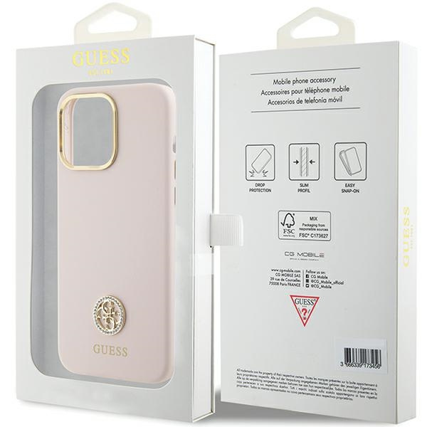 Guess GUHCP15XM4DGPP iPhone 15 Pro Max 6.7" rose/rose durcase Silicone Logo Strass 4G