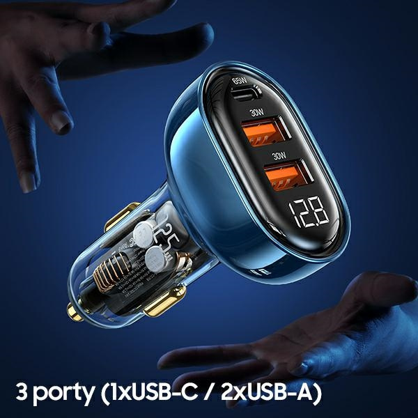 USAMS Charg. sam. 1xUSB-C 2xUSB-A 125W Schnellladung transparent schwarz CC158CC01 (US-CC158)