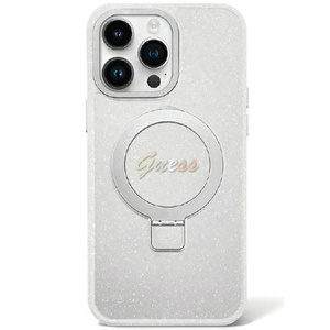 Case Guess GUHMP15MHRSGSD iPhone 15 Plus 6.7" clear/transparent hardcase Ring Stand Script Glitter MagSafe Case