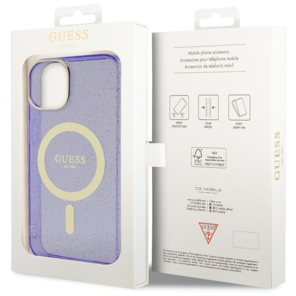 Case Guess GUHMP14MHCMCGU iPhone 14 Plus 6.7" purple/purple hardcase Glitter Gold MagSafe Case