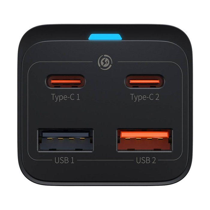Baseus GaN3 Pro rychlá nabíječka GaN 2 x USB Type C / 2 x USB 65W PD, QC4.0 +, AFC + USB Type C - USB Type C kabel 1m černý (CCGP040101)