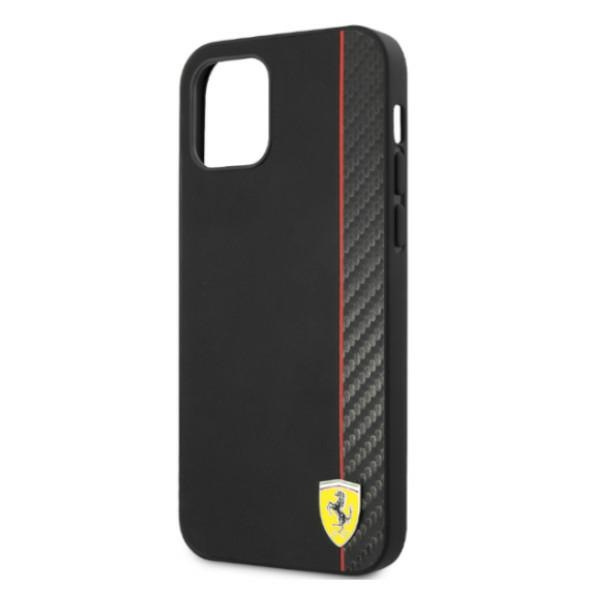 Coque FERRARI Apple iPhone 12 Pro Max On Track Carbon Stripe Black Hardcase