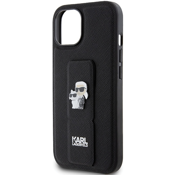 Etui Karl Lagerfeld KLHCP15MGSAKCPK iPhone 15 Plus 6.7" czarny/black hardcase Gripstand Saffiano Karl&Choupette Pins Case