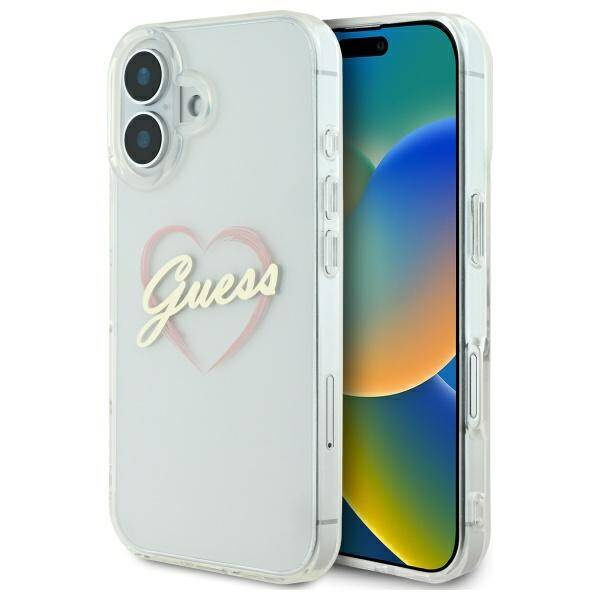 Etui Guess iPhone 16 6.1" przeźroczysty/transparent hardcase IML Heart