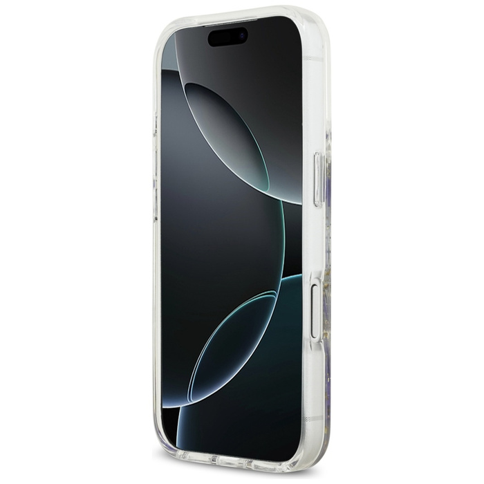 Etui Guess Resin Flowers Glitter MagSafe do iPhone 17 Pro fioletowy