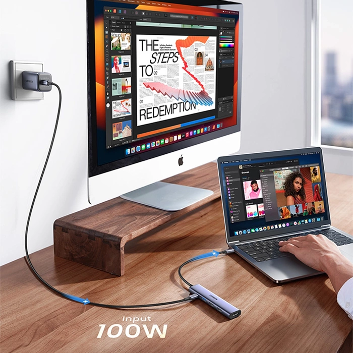 Adaptador HUB UGREEN CM478 USB-C a HDMI, USB-A 3.0, 2x USB-A 2.0, PD