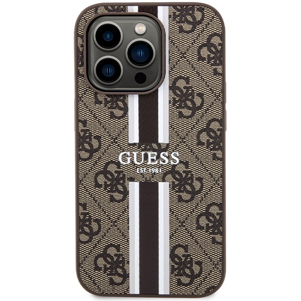 Etui Guess Guhmp15lp4rpsw Iphone 15 Pro 6.1" Brązowy/brown Hardcase 4g Printed Stripes Magsafe Case