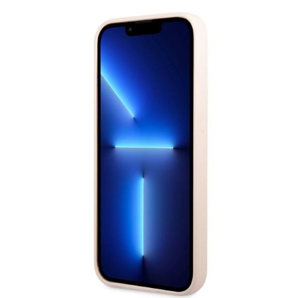 Case GUESS Apple iPhone 13 Pro Max Silicone Logo Plate MagSafe Pink Hardcase