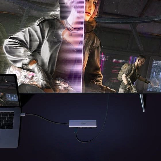 Ugreen Multifunktions-HUB USB Typ C - 3x USB 3.2 Gen 1 / HDMI 4K 60Hz / SD- und TF-Kartenleser grau (60383 CM511)