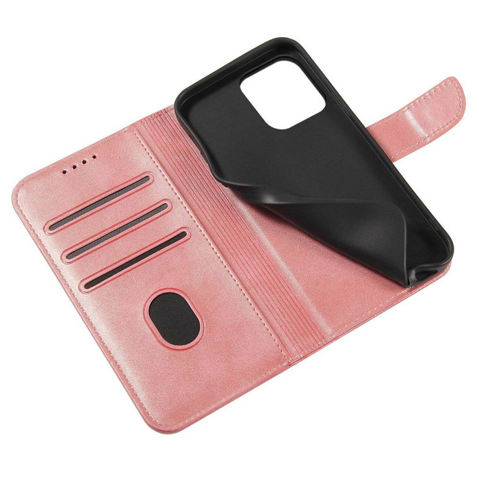 Étui portefeuille avec support pour étui aimanté pour iPhone 15 Plus - Rose