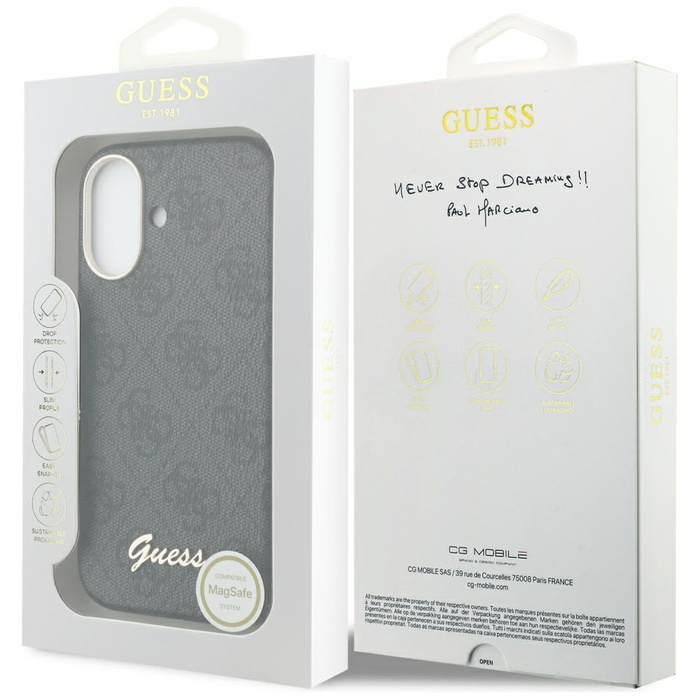 Etui Guess 4G Script MagSafe do iPhone   17 czarny