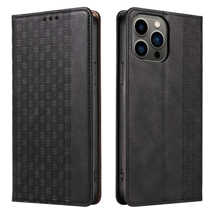 Magnet Strap Case etui do iPhone 13 Pro Max pokrowiec portfel + mini smycz zawieszka czarny