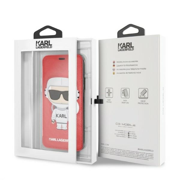 Obal Karl Lagerfeld Klflbkpxkscore iPhone X/ Xs Bookcase Red/red Karl Space Cosmonaut Case