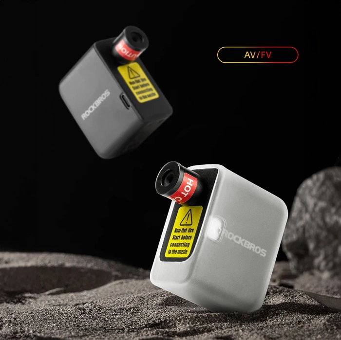 Rockbros 42320008001 Mini-Elektro-Fahrradpumpe für Schrader-/Presta-Ventile 100 PSI – Schwarz