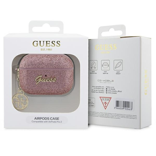 Case Guess GUAP2GLGSHP AirPods Pro 2 cover pink/pink Glitter Flake 4G Charm Case