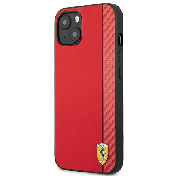 Case FERRARI Apple iPhone 13 Mini On Track Carbon Stripe Red Hardcase