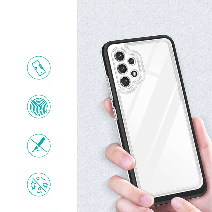 Custodia trasparente 3in1 per Samsung Galaxy A32 5G Frame Gel Cover nera