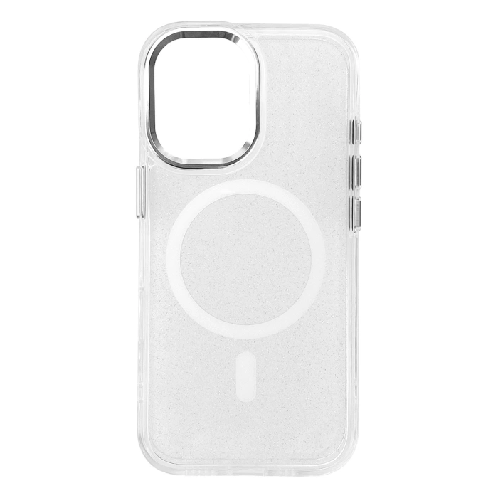 Glitter Case MagSafe for iPhone 16 Plus - white with glitter