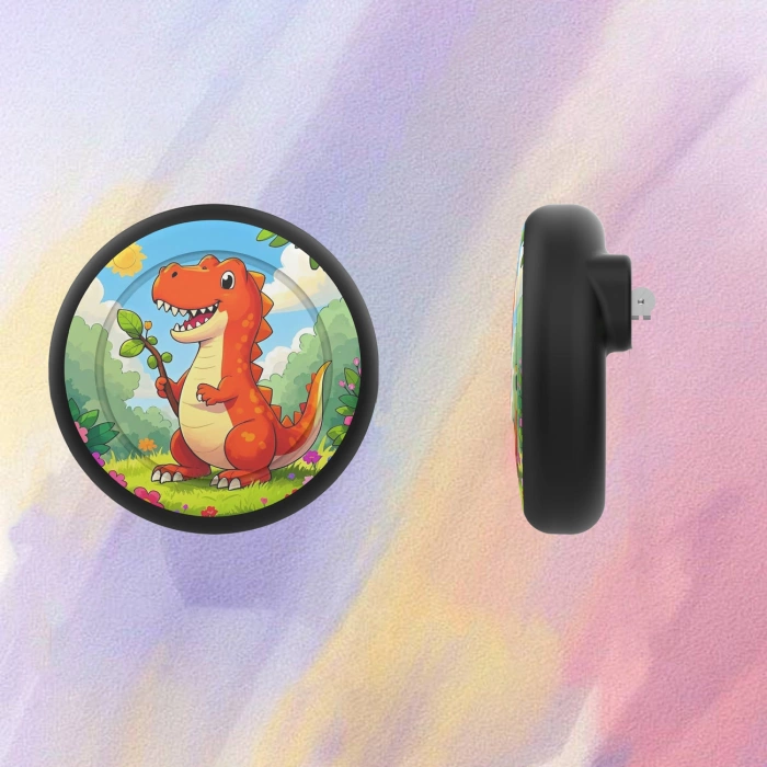 AirTag-Badge-Hülle – Schwarz mit Dinosaurier-Print