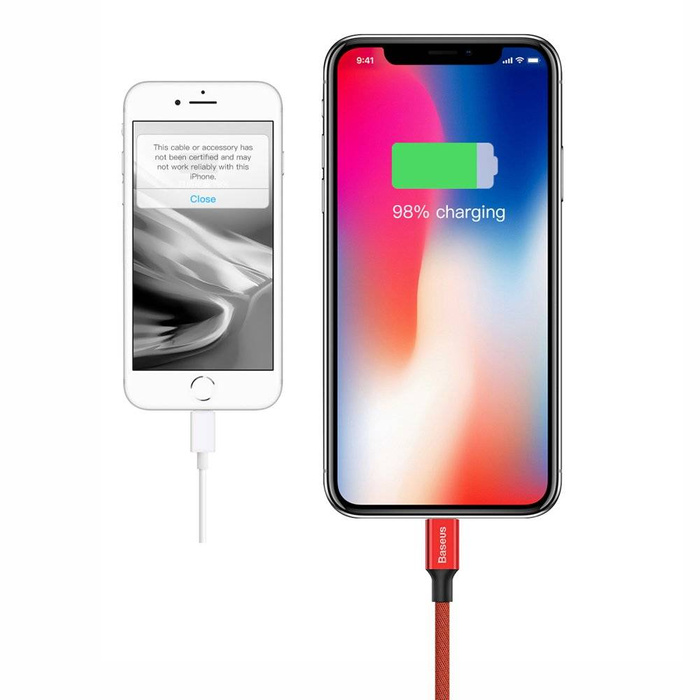 Textilní pletený kabel Baseus Yiven USB / Lightning 1,8M červený (CALYW-A09)