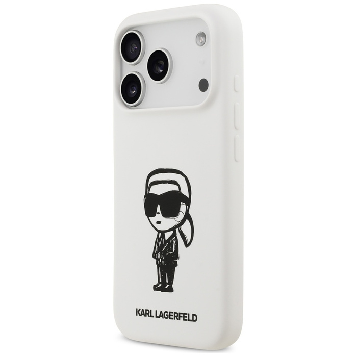 Etui Karl Lagerfeld Silicone Karl Sketch & Logo MagSafe do iPhone 17 Pro biały