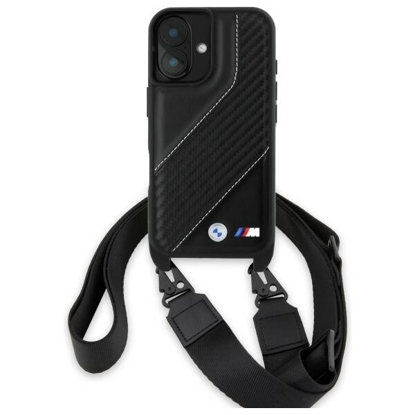 Funda BMW iPhone 16 negro/negro durocase M Edition Carbon Stripe &amp; Strap