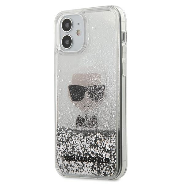 Case KARL LAGERFELD Apple iPhone 12 Mini Iconic Liquid Glitter Silver Hardcase