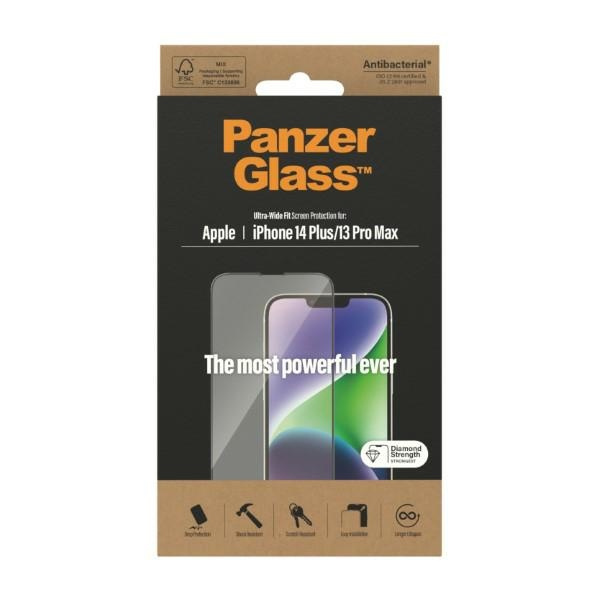 PanzerGlass Ultra-Wide Fit iPhone 14 Plus / 13 Pro Max 6.7" Screen Protection Antibacterial 2773