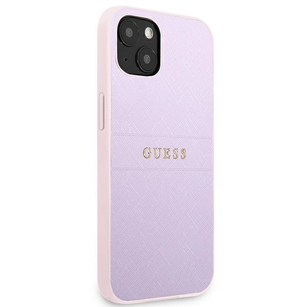 Hülle GUESS Apple iPhone 13 Mini Saffiano Hot Stamp & Metall Logo Lila Case