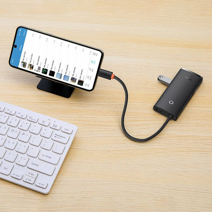 Baseus Station d'accueil HUB Type-C 6 ports de la série Lite (Type-C to HDMI+USB3.0*2+PD+SD/TF) Noir