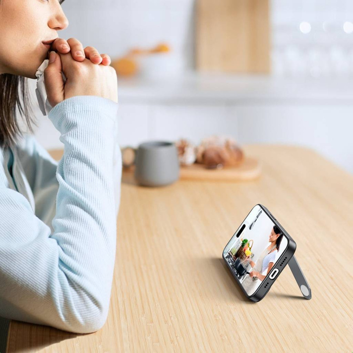 Ugreen LP635 Custodia protettiva per cavalletto Custodia rigida con telaio in gel e supporto integrato per iPhone 14 Pro Nero (90926)