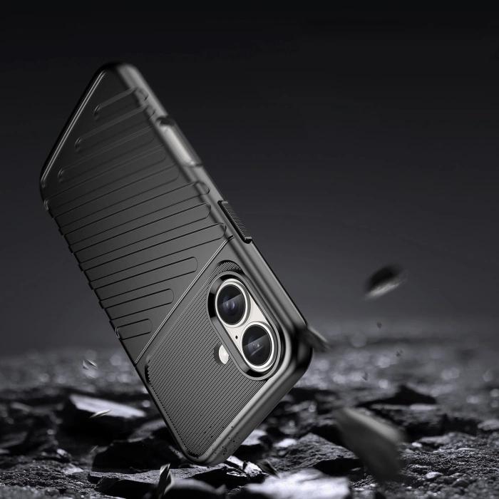 Thunder Case Silikonhülle für iPhone 16 – Schwarz