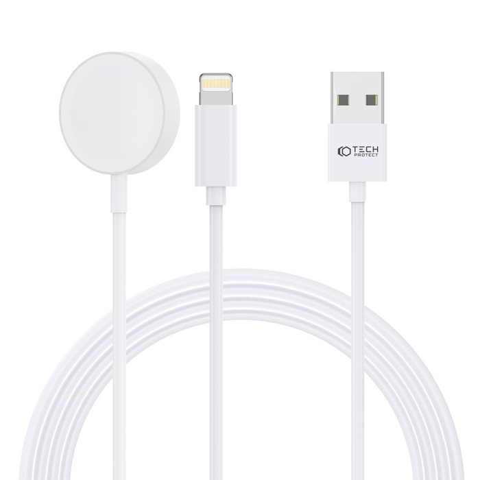 Cavo Cavo di ricarica Lightning Tech-protect Ultraboost 2in1 Magnetic e Lightning 150cm Apple Watch Bianco