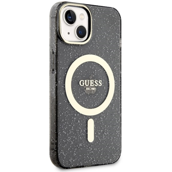Cover Guess GUHMP14MHCMCGK iPhone 14 Plus 6,7" nero/nero rigidocase Glitter Oro MagSafe Case