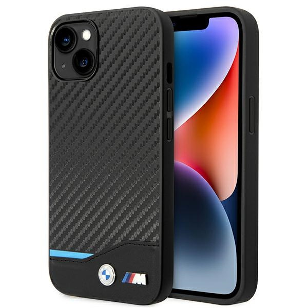 Hülle BMW BMHCP14S22NBCK iPhone 14 6.1" schwarz/schwarz Leder Carbon