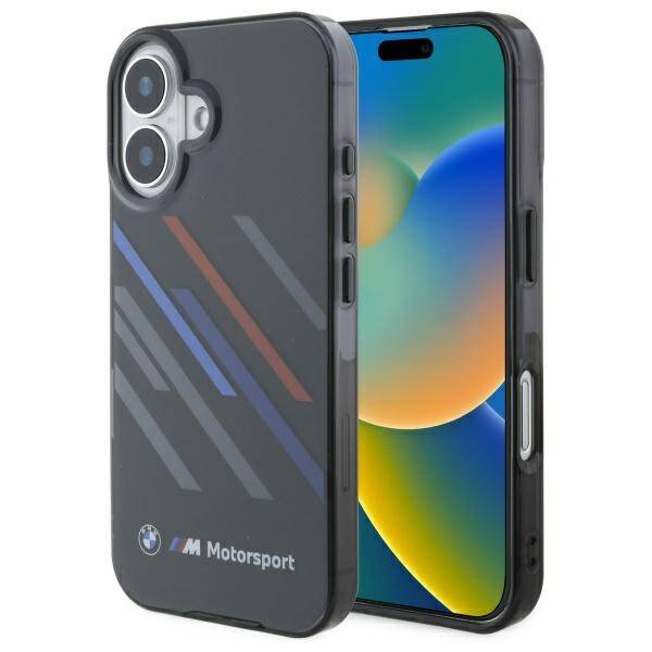 Coque BMW iPhone 16 Plus 6.7" noir/noircase Motosport IML Random Stripes