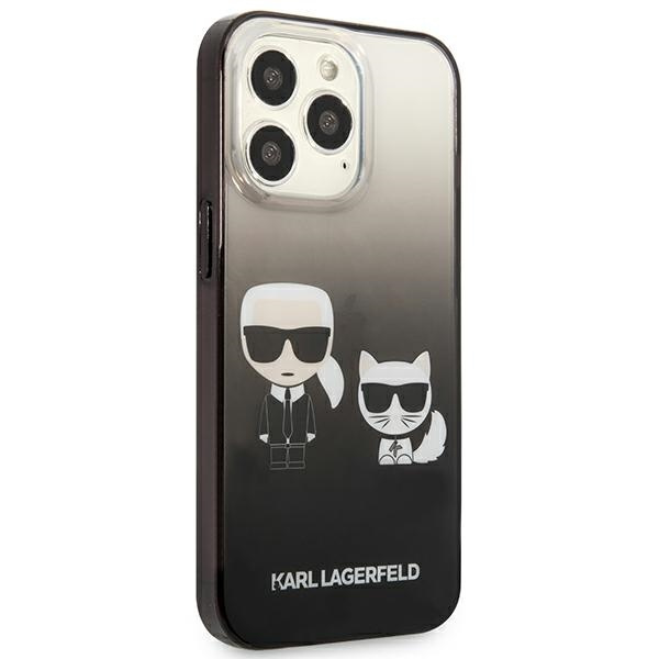 Hülle KARL LAGERFELD Apple iPhone 13 13 Pro Gradient Ikonik Karl & Choupette Schwarz Hartcase