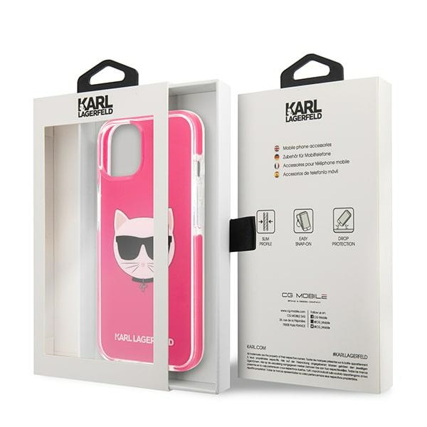 Hülle KARL LAGERFELD Apple iPhone 13 Mini Choupette Kopf Fuchsia Rosa Hartcase
