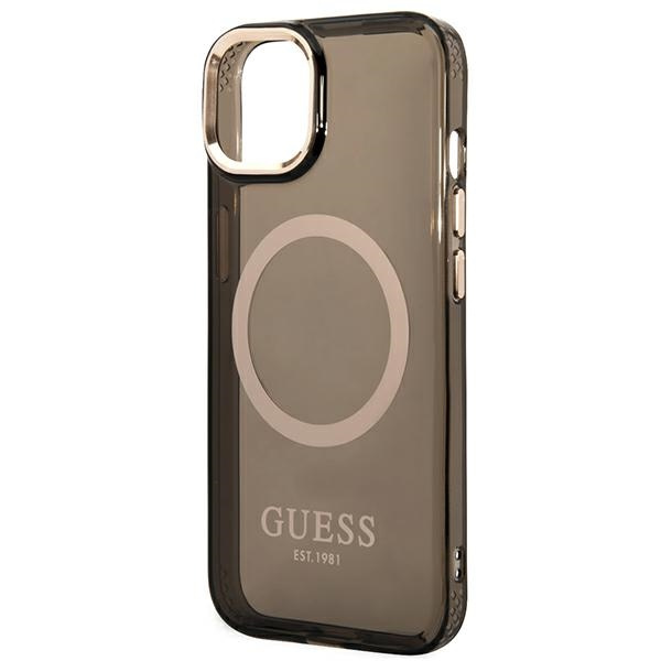 Guess GUHMP14SHTCMK iPhone 14 6.1" black/black hard case Gold Outline Translucent MagSafe