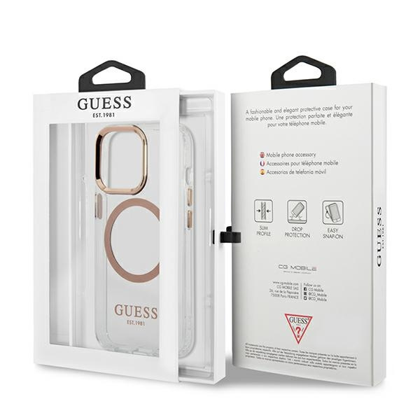 Case GUESS Apple iPhone 13 Pro Max Metal Outline MagSafe Gold Hardcase