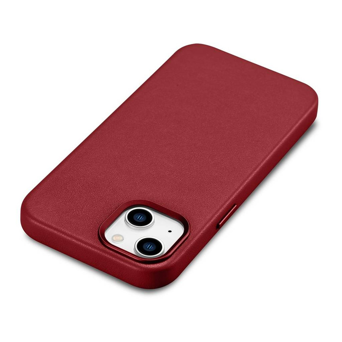 iCarer Case Cover in vera pelle per iPhone 14 rossa (WMI14220705-RD) (Compatibile MagSafe)