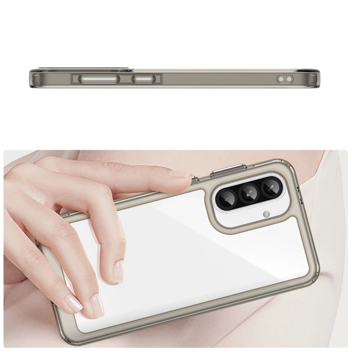 Outer Space Case für Samsung Galaxy A26 Cover mit flexiblem Rahmen - Halbtransparent, Schwarz