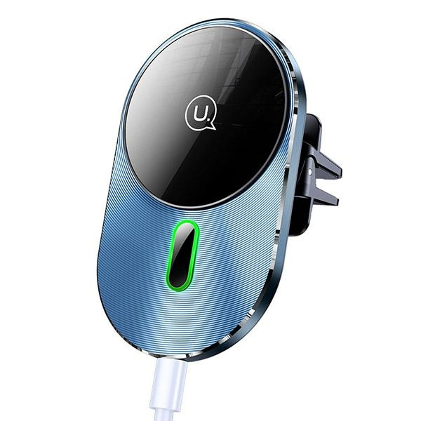 USAMS Magnetic Car Wireless Charging 15W indukciós Tartó a szellőzőrácshoz szürke / szürke CD170DZ01 (US-CD170)