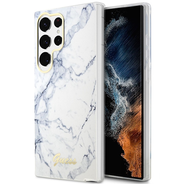 Funda Guess Guess S23 Ultra S918 Blanco/Blanco Mármol durocase Case